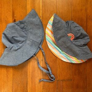 Kids cotton Sun Hats with Rainbow Detail